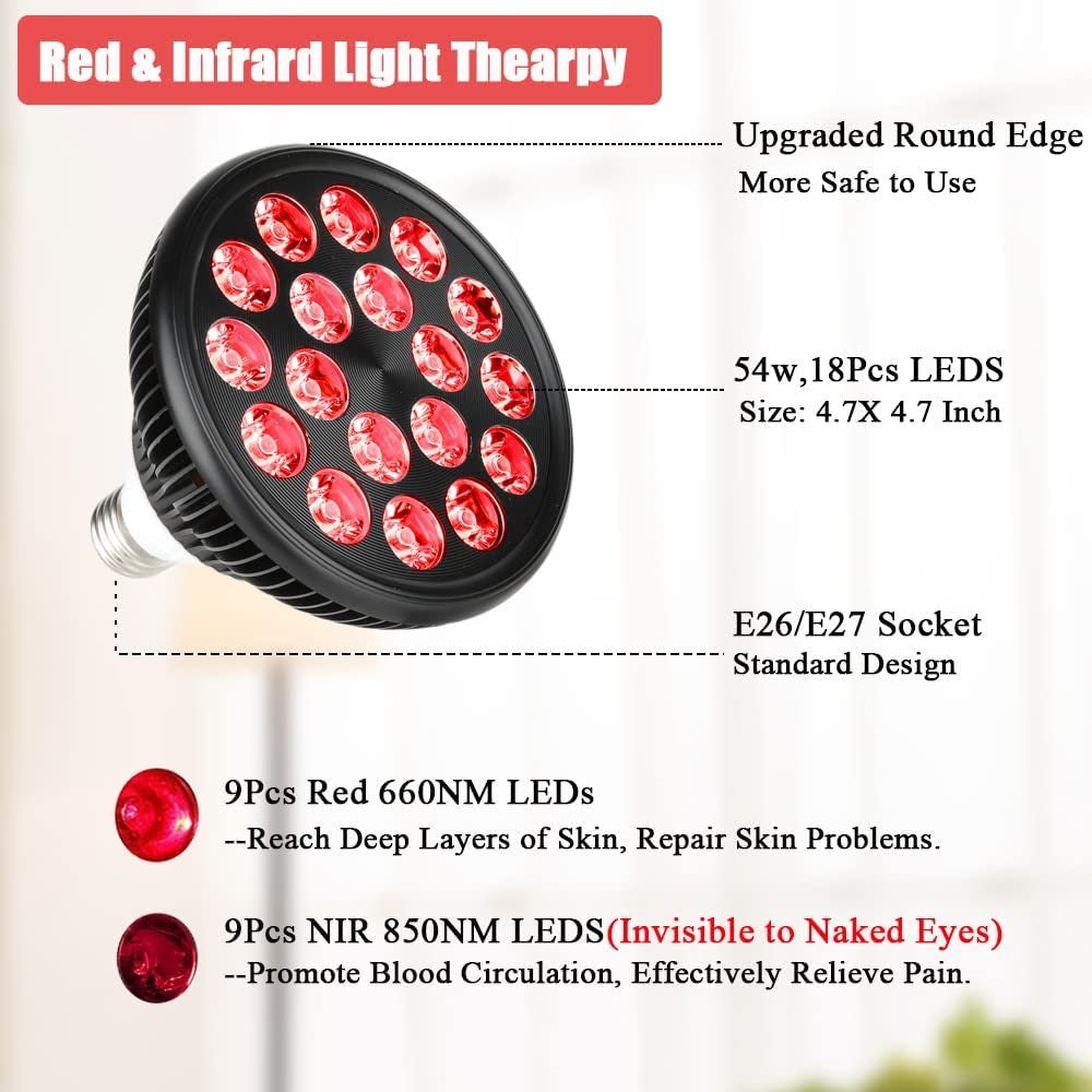 Red Near-Infrared Light Therapy Round Lamps