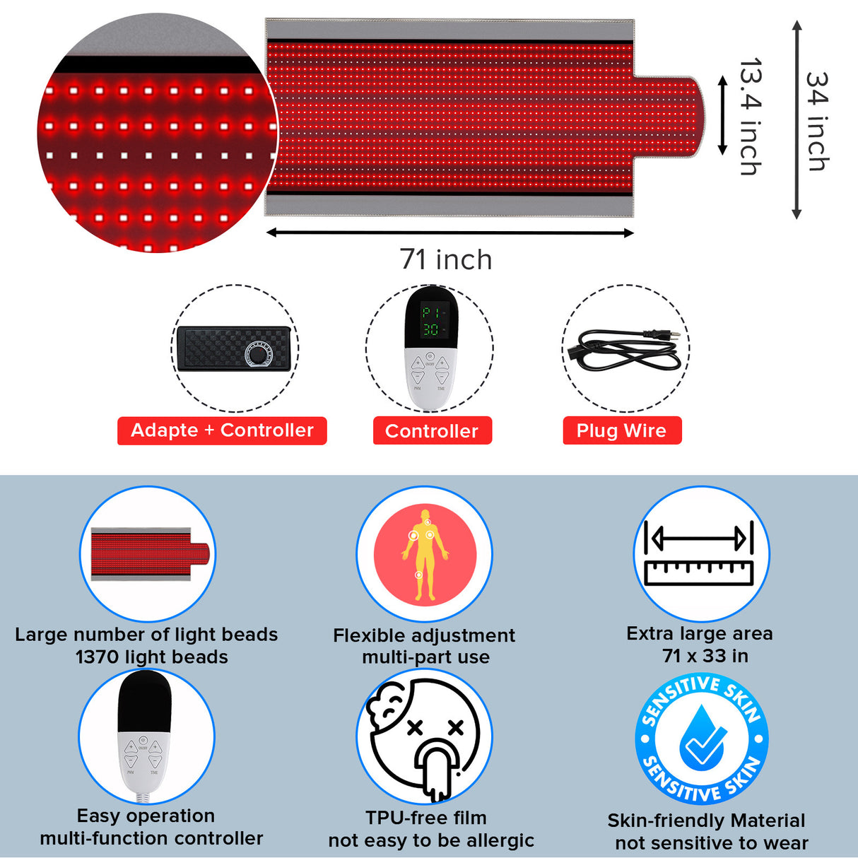 Sciskincare Red & Near-Infrared Light Therapy Mat for Full Body